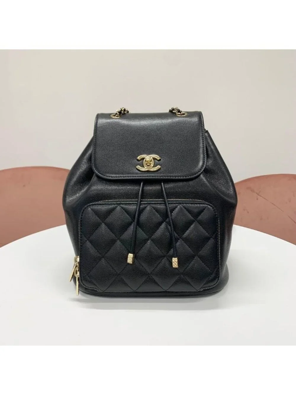Chanel Quilted Caviar Leather Chain Backpack